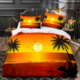 Ocean Beach Themed Coconut Tree Bedding Sets Quilt Duvet Cover Bed Linen - EBuycos