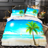 Ocean Beach Themed Coconut Tree Bedding Sets Quilt Duvet Cover Bed Linen - EBuycos