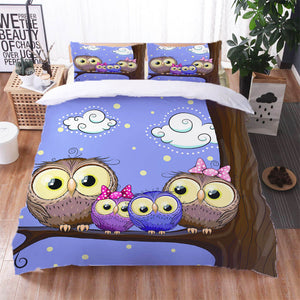 Owl Pattern Bedding Set Quilt Cover Without Filler