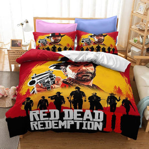 Red Dead Redemption Bedding Set Quilt Duvet Covers Bed Sheets Sets - EBuycos