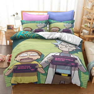 Rick And Morty 3 Piece Bedding Set Quilt Duvet Cover Bed Sheets Sets - EBuycos