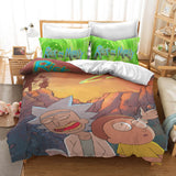 Rick And Morty 3 Piece Bedding Set Quilt Duvet Cover Bed Sheets Sets - EBuycos