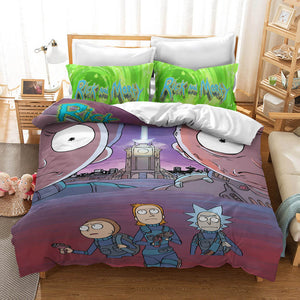 Rick And Morty Bedding Set Quilt Duvet Cover Christmas Sheets Bed Sets - EBuycos