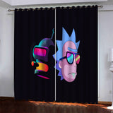 Rick and Morty Curtains Pattern Blackout Window Drapes