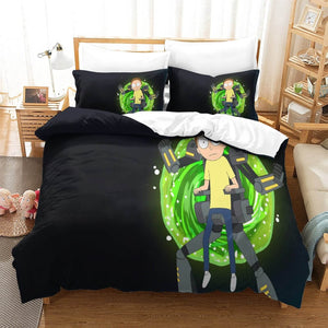 Rick and Morty Pattern Bedding Set Quilt Cover Without Filler