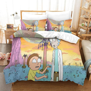 Rick and Morty Pattern Bedding Set Quilt Cover Without Filler