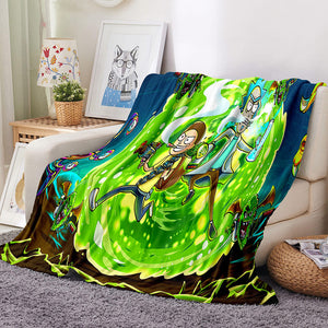Rick and Morty Pattern Blanket Flannel Throw Room Decoration