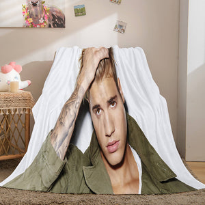 Super Star Justin Bieber Flannel Fleece Throw Blanket Comforter Set - EBuycos