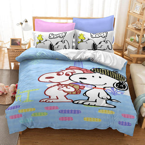 Snoopy Pattern Bedding Set Quilt Duvet Cover Without Filler - EBuycos
