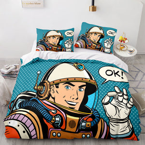 Space Astronaut Bedding Set Duvet Cover Comforter Bed Sheets - EBuycos