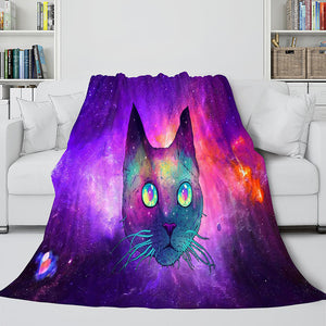 Space Cat Astronaut Cat In Space Flannel Fleece Blanket Wrap Blanket - EBuycos