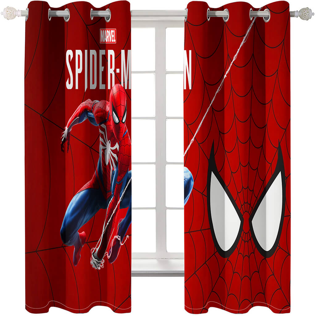 Spider Man Curtains Cosplay Blackout Window Treatments Drapes Room Decor