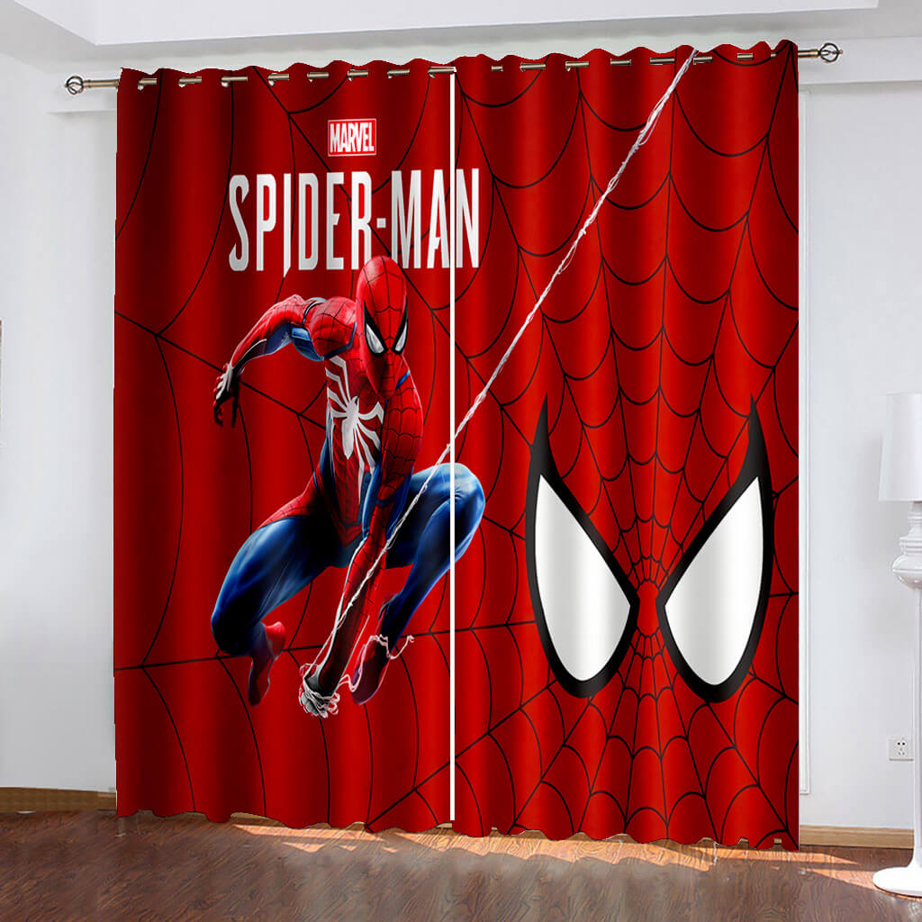 Spider Man Curtains Cosplay Blackout Window Treatments Drapes Room Decor
