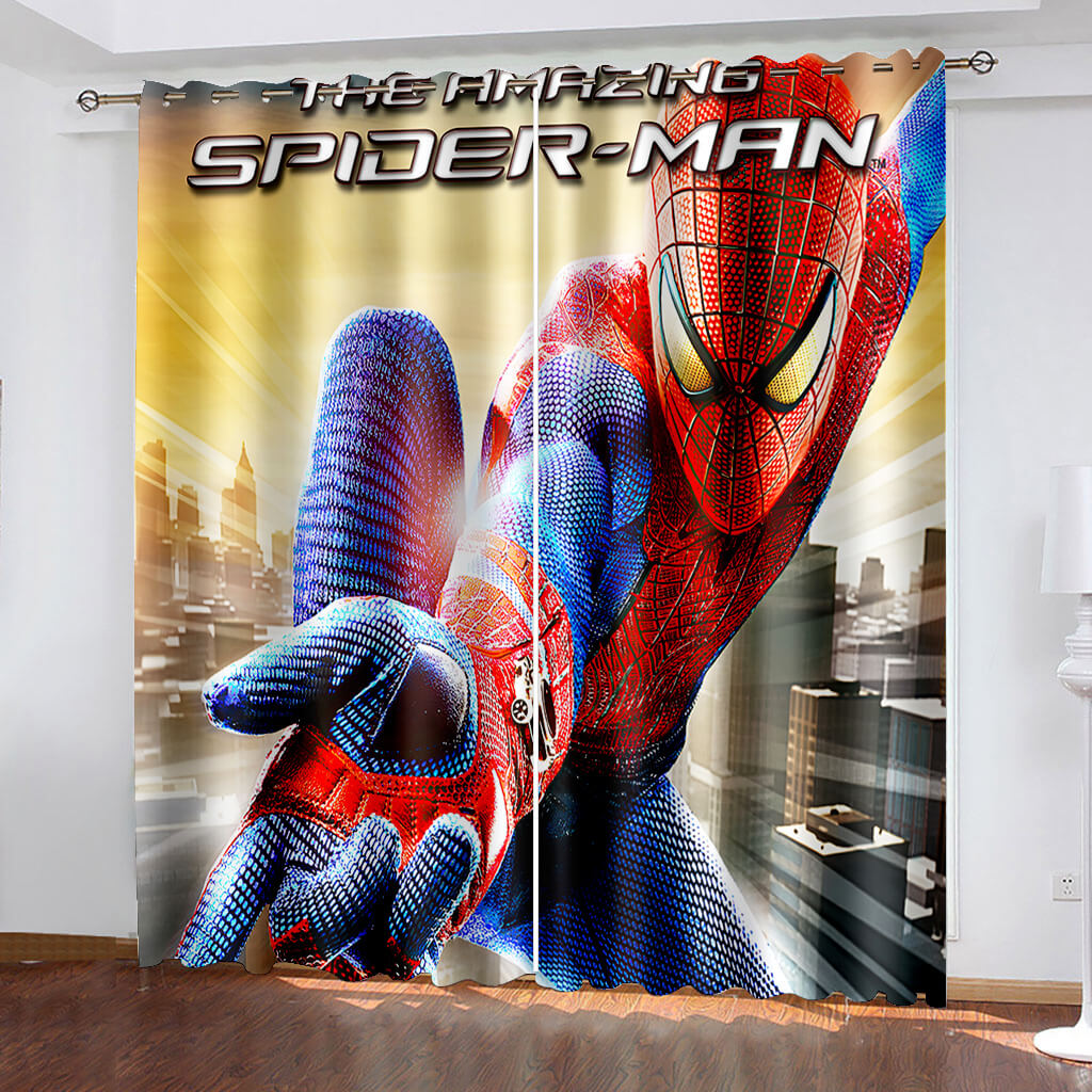 Spider Man Curtains Cosplay Blackout Window Treatments Drapes Room Decor