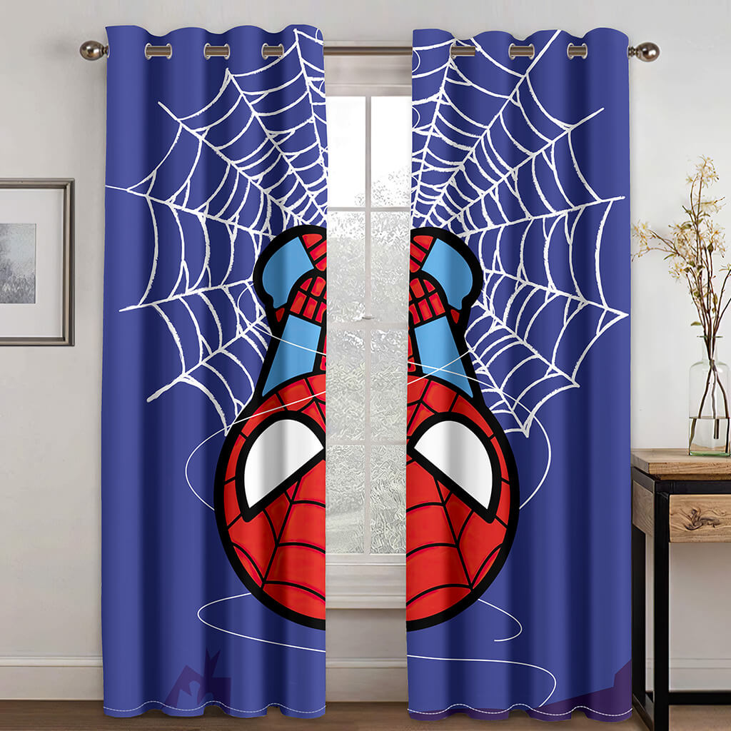 Spider Man Curtains Cosplay Blackout Window Treatments Drapes Room Decor