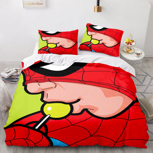 Spiderman Cosplay 3 Piece Comforter Bedding Set Duvet Cover Bed Sheets - EBuycos