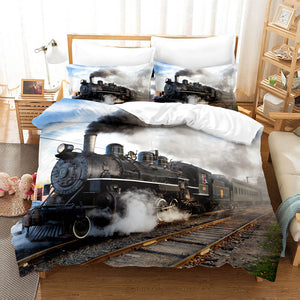 Steam Engine Train Vintage Locomotive Bedding Set Duvet Covers Sets - EBuycos