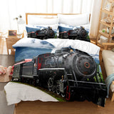 Steam Engine Vintage Locomotive Bedding Set Duvet Covers Bed Sheet Sets - EBuycos