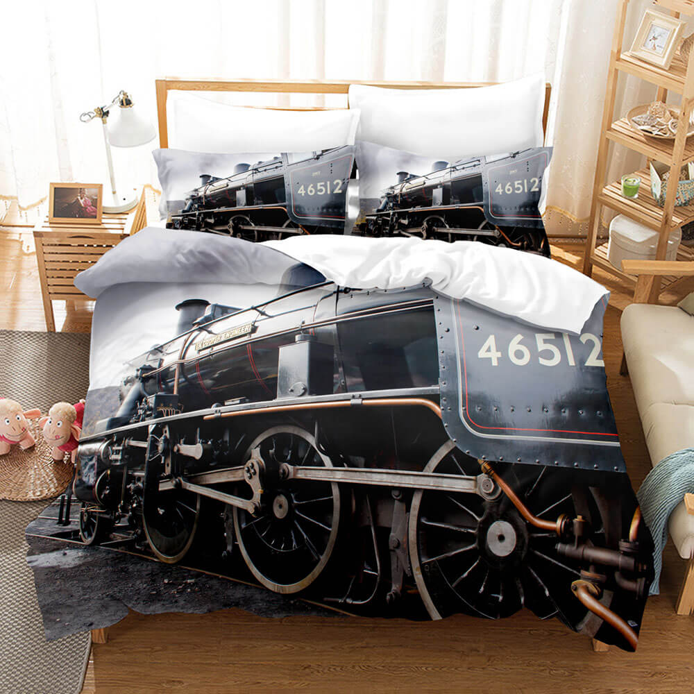 Steam Engine Vintage Locomotive Bedding Set Duvet Covers Bed Sheet Sets - EBuycos