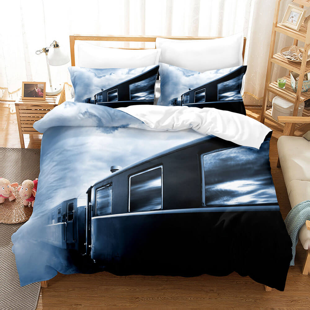 Steam Engine Vintage Locomotive Bedding Set Duvet Covers Bed Sheet Sets - EBuycos