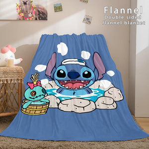 Stitch and Angel Flannel Blanket Cozy Bed Blankets Soft Throw Blanket - EBuycos