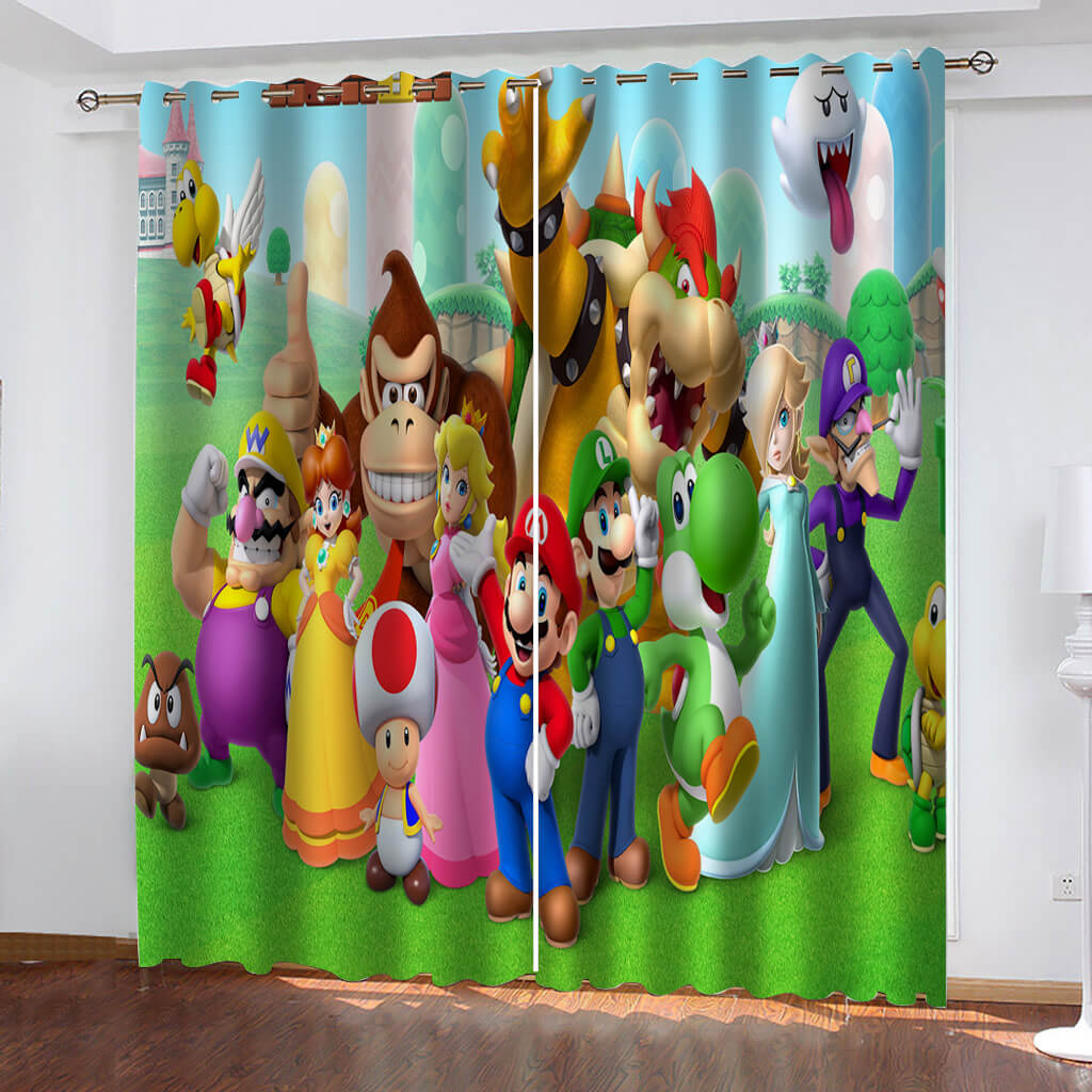 Super Mario Curtains Blackout Window Treatments Drapes for Room Decor