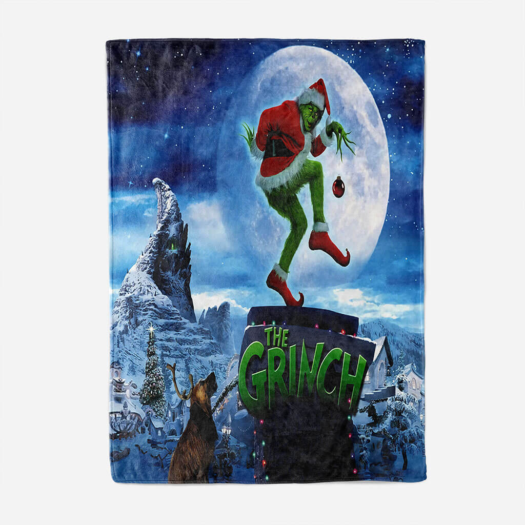 The Grinch Blanket Pattern Flannel Throw Room Decoration