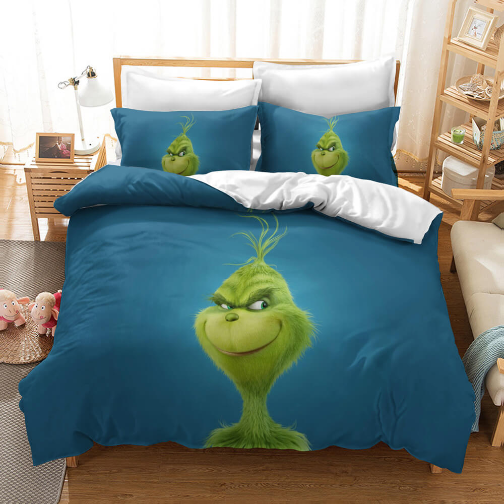 The Santa Grinch Christmas Cosplay Bedding Set Duvet Cover Bed Sheets - EBuycos