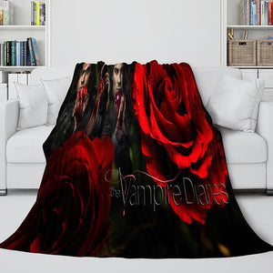The Vampire Diaries Red Rose Flannel Fleece Blanket - EBuycos