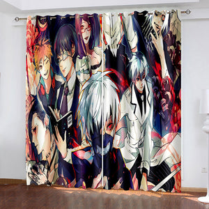 Tokyo Ghoul Curtains Cosplay Blackout Window Treatments Drapes for Room Decor