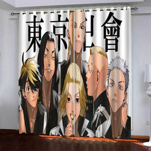 Tokyo Revengers Pattern Curtains Blackout Window Drapes