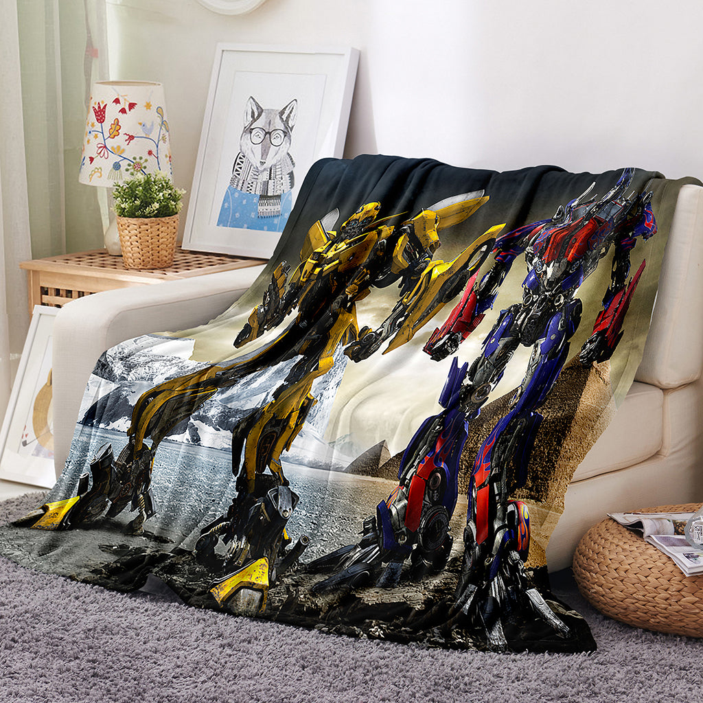 Transformers Pattern Blanket Flannel Throw Room Decoration