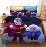 Undertale Sans Cosplay 3 Piece Bedding Set Duvet Cover Bed Sheets - EBuycos