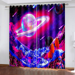 Universe Space Curtains Blackout Window Treatments Drapes for Room Decor