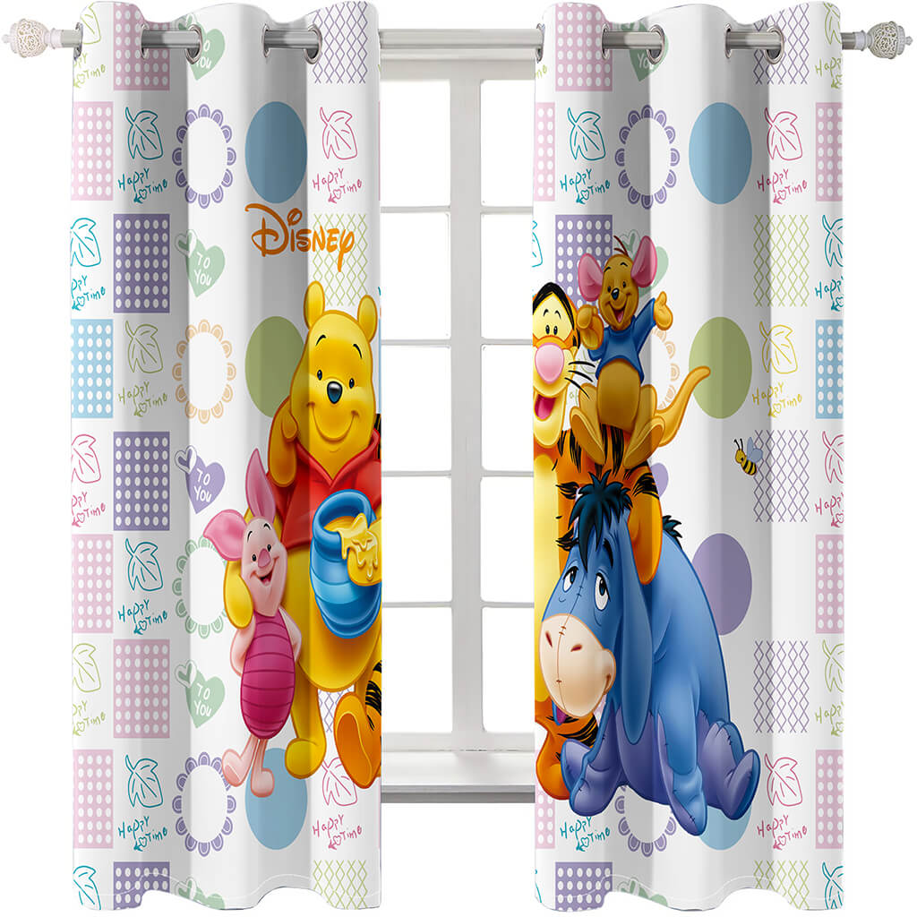 Winnie the Pooh Curtains Blackout Window Treatments Drapes Room Decoration